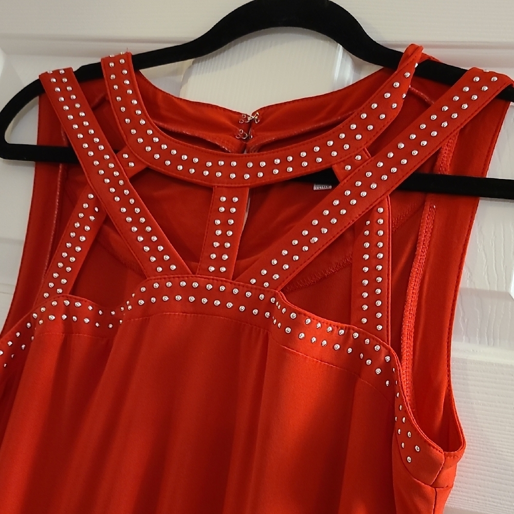 Spense Red Studded Midi Dress - Picture 2 of 10